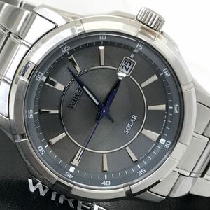 SEIKO セイコー WIRED ワイアード 腕時計 V157-0BM0 ソーラー アナログ ラウンド カレンダー グレー シルバー 箱付き 動作確認済み