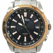 CITIZEN シチズン ATTESA アテッサ Eco-Drive エコドライブ GMT 腕時計 ATD53-3062 電波ソーラー ブラック ゴールド カレンダー 動作確認済_画像1