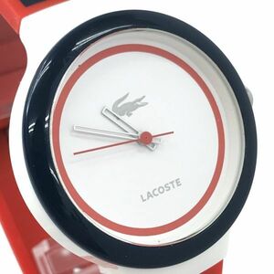 美品 LACOSTE ラコステ 腕時計 クオーツ アナログ ラウンド ホワイト レッド おしゃれ コレクション コレクター 電池交換済み 動作確認済み