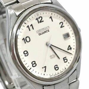 SEIKO セイコー SQ 腕時計 5Y22-8020 クオーツ アナログ ラウンド ホワイト シルバー ヴィンテージ シンプル 電池交換済み 動作確認済み