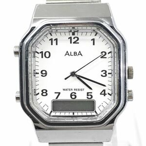 SEIKO セイコー ALBA アルバ 腕時計 V072-5020 クオーツ ヴィンテージ コレクション スクエア 四角 八角形 ホワイト デジアナ シンプル