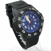 美品 LUMINOX ルミノックス 腕時計 LX-200 クオーツ アナログ ラウンド ネイビー ブルー ブラック カレンダー おしゃれ 格好良い 動作OK_画像3