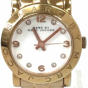 Marc by Marc Jacobs マークバイマークジェイコブス 腕時計 MBM3078 クオーツ ラウンド ホワイト ローズゴールド 電池交換済 動作確認済み