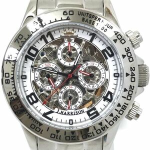 新品 J.HARRISON ジョンハリソン 腕時計 JH-003SW 自動巻き アナログ ラウンド ホワイト シルバー マルチカレンダー 動作確認済み .