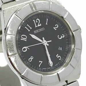 SEIKO セイコー LUKIA ルキア 腕時計 7N82-0620 クオーツ アナログ ラウンド ブラック シルバー カレンダー 新品電池交換済み 動作確認済み