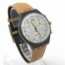 新品 Swatch スウォッチ SCM101 腕時計 クオーツ コレクション コレクター おしゃれ クロノグラフ レザー ブラウン 電池交換済 動作確認済_画像3