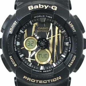 新品 CASIO カシオ Baby-G ベビーG ベイビージー BA-120SP-1A 腕時計 クオーツ ラウンド ブラック ゴールド 電池交換済み 動作確認済み