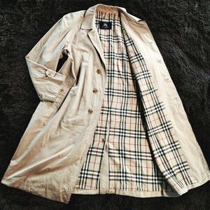 「希少サイズ XL相当」BURBERRY LONDON ④【大人の王道アウター】バーバリーロンドン ステンカラーコート ノバチェック ベージュ 英国製