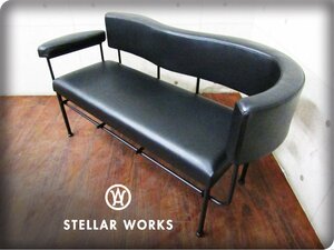 新品/未使用品/STELLAR WORKS/高級/FLYMEe/Cotton Club Lounge Chair Two Seater(1988)/Carlo Forcolini/牛革/ブラック/442,200円/ft8558m