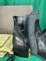 LOUIS VUITTON ルイ・ヴィトン　黒　ブラック　チャコール　カーフ　グレー　ウール　ショートブーツ　25㎝　サイズ6 ファスナー　靴 _画像6