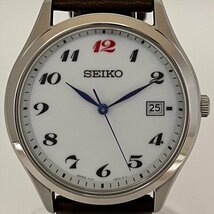 SEIKO セイコー セレクション V157-0DV0 SBPX149 110周年記念限定 ソーラー デイト 白文字盤 メンズ腕時計 革ベルト 稼働 箱/保証書 極美品_画像3