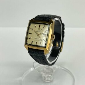 OMEGA オメガ Seamaster シーマスター デイト レディース腕時計 AT 自動巻き ゴールド スクエア 純正レザーストラップ/尾錠 箱付き 稼働品の画像2