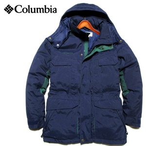 【コロンビア】 90'S　マウンテンダウンジャケット　ネイビー　サイズL　2WAYフーデッド　DOWN JACKET　Columbia