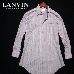 【LANVIN COLLECTION】 マルチストライプ　長袖BDシャツ　ランバンコレクション　サイズ48（L） ランバン　ジョイックスコーポレーション