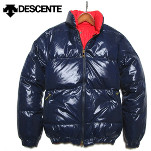 【デサント】 スタンドネック　ダウンジャケット　ネイビー　サイズS　DOWN JACKET　ゴールドジップトップ　DESCENTE