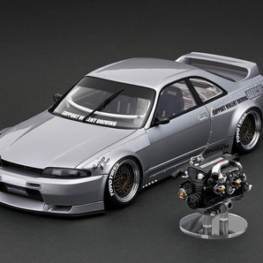 IG 3031 1/18 PANDEM GT-R(BCNR33) Silver With Engine WEB限定 イグニッションモデル TRA Kyoto スカイライン 6666メッシュホイール の画像10