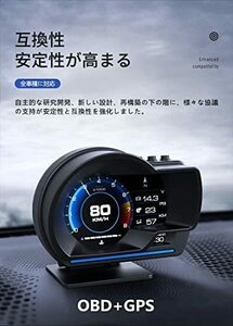 P6　ヘッドアップディスプレイ スピードメーター OBD2+GPSモード タコメーター 故障診断 ECUのデータを読み取る 表示改良 警告機能付き