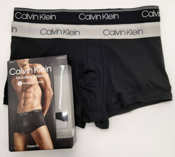【Mサイズ】Calvin Klein(カルバンクライン) ローライズボクサーパンツ シルバー×ブラック 2枚組 メンズボクサーパンツ 男性下着 NP2569