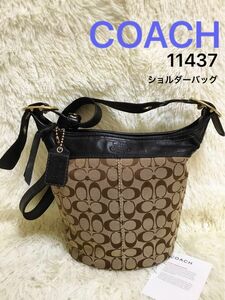 コーチCOACH　レディース　ショルダーバッグ　斜めがけ肩かけ　ビジネス　フォーマル　冠婚葬祭　ブラックキャンバスレザー11437