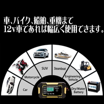 急速バッテリー充電器 12V車コンパクト充電器イエロー 大型車から軽自動車やバイクや重機まで対応 高性能で簡単操作でバッテリーを急速充電_画像5