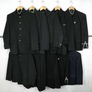 メンズ 学ラン 学生服 150A～165A 無地 1円 中古 制服 学生服 佐賀有明中学 10枚 セット 詰合わせ 39CS-180 DF