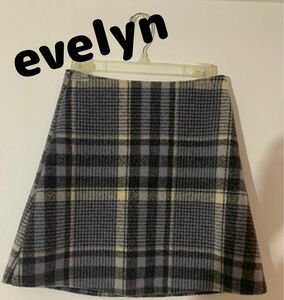 evelyn エブリン　チェック　ミニスカート　くすみブルー　【　アンミール　ANMILLE 】　台形　春秋冬