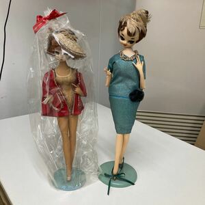 【送料無料】人形 ポーズ人形 レトロ 2体セット 全長50cm以上 現状品