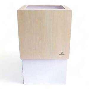 ヤマト工芸 ゴミ箱 キューブ型 お洒落 インテリア ホワイト 木目 サイズ：約W15 D15 H22.5
