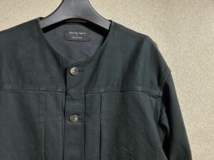 【値下げ！】UNITED TOKYO ユナイテッドトウキョウ ノーカラーデニムジャケット ブラック M Gジャン ミリタリー jacket