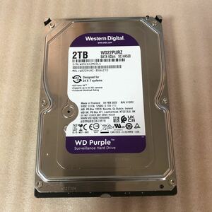【動作品】Western Digital HDD SATA 2TB purple WD22PURZ ★時間290/回数6★ 2023年製 中古 送料無料 01111854