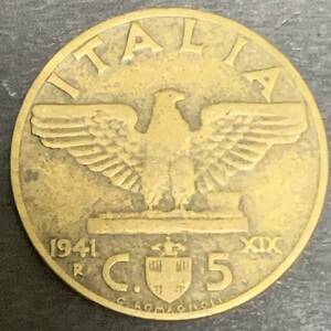 イタリア 1941年 5センテシミ ヴィットリオ・エマヌエーレ3世 美品 ア011