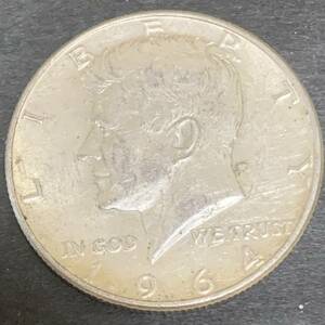 アメリカ ケネディ ハーフダラー銀貨 1964年 50セント銀貨 シルバー900 美品 ア106