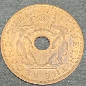 ローデシア 1ペニー銅貨 1958年象 美品 ア153