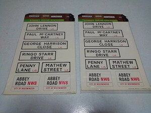 ●　ビートルズ　STREET SIGNS 【　ステッカーシート　2点セット ♪未使用新品　】　The Beatles