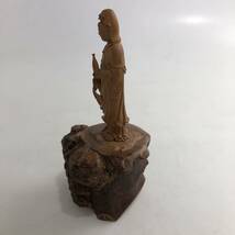 HB9375　観音菩薩像 仏像 木製 高さ約22cm 置物 彫刻 木彫り_画像2