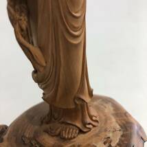 HB9375　観音菩薩像 仏像 木製 高さ約22cm 置物 彫刻 木彫り_画像8