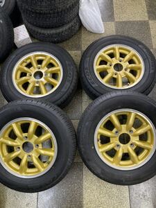 ワタナベ　エイトスポーク　13インチ　5.0J インセット+40 pcd114.3-4H ヨコハマタイヤ　175/70R13 バリ山　タイヤホイール4本セット4枚