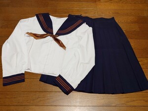 セーラー服　コスプレ衣装3点　大きいサイズ175A　1円スタート　茶色3本線　合服　レア