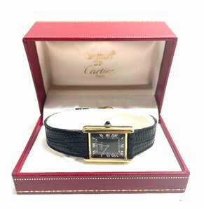 【稼動品】Cartier カルティエ ヴェルメイユ マストタンク 黒ローマン文字盤 純正ベルト 手巻き SV925 レディース腕時計 ケース付き