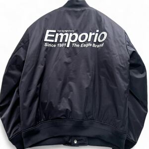 ほぼ未使用■大きいサイズ 54 3XL■EMPORIO ARMANI エンポリオ アルマーニ ボンバージャケット MA-1 バックロゴ ネイビー 紺 撥水仕様