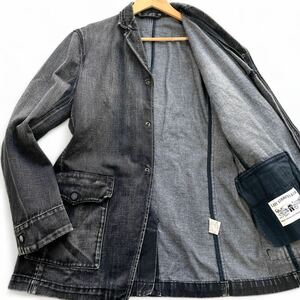 美品■Levi's リーバイス L ブラックデニム テーラードジャケット デニムジャケット カバーオール アメカジ ユーズド ヴィンテージ加工