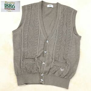  Munsingwear одежда Grand s Ram вязаный свитер кардиган лучший хлопок linen Blend кабель плетеный вышивка Logo мужской размер LL