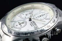 1円～ 1スタ セイコー 正規品 海外モデル SEIKO 逆輸入 ホワイトシルバー 新品　1/20秒 クロノグラフ 腕時計100ｍ防水メンズ激レア入手困難_画像1