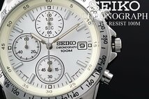 1円～ 1スタ セイコー 正規品 海外モデル SEIKO 逆輸入 ホワイトシルバー 新品　1/20秒 クロノグラフ 腕時計100ｍ防水メンズ激レア入手困難_画像7