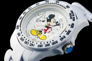 1円～ 1スタ Disney設立100周年記念限定アナザーヘブン×Disney限定/MICKEYミッキーマウス別注コラボ時計美しすぎるホワイト気圧絶版新品逆