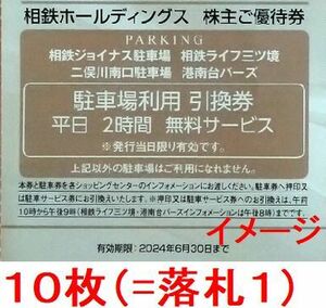 6/30★平日券(2時間券) 10枚=数1★横浜ジョイナス/二俣川テラス 駐車場 相鉄(相模鉄道)株主優待★土曜/休日(1時間無料駐車券)混ぜ 別出品可