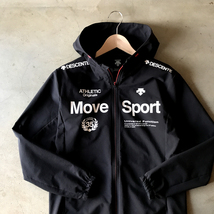 美品 DESCENTE エアリートランスファー フルジップ パーカー 黒 メンズ M スポーツウェア クロスウェア ジャケット MOVE SPORT デサント_画像1