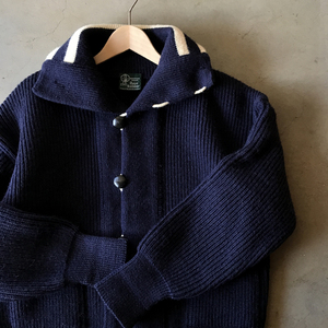 UK製 DULYN KNITWEAR カーディガン ネイビー 厚手 ウール ニット 古着 ヴィンテージ 英国製 くるみボタン