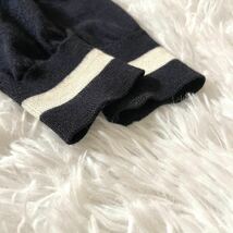 極美品 エンポリオアルマーニ EMPORIO ARMANI ニット セーター イーグル デカロゴ 刺繍 ネイビー 紺色 パイピング ストライプ ウール_画像8