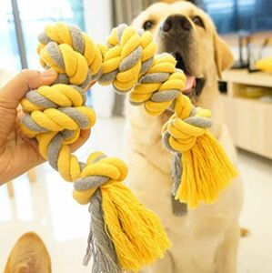 【送料無料】犬おもちゃ 中型犬 大型犬用 犬ロープおもちゃ (イエローロープ)